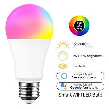 

Dimmable 12W E27 WiFi Smart Light Bulb LED Lamp App Alexa Google Assistant Control Wake Up Smart Light Night Lamp