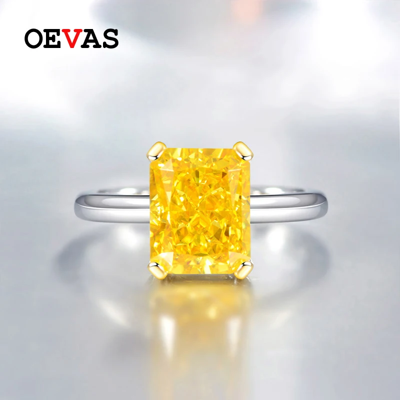OEVAS 8*10 мм топаз высокоуглеродистые бриллиантовые однотонные кольца из