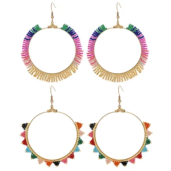 

Endless Story Long Drop Boho Style Dangle Hoop Earrings Trendy Jewelry Miyuki Beads Women Wedding Party Gift Fashion Accessories