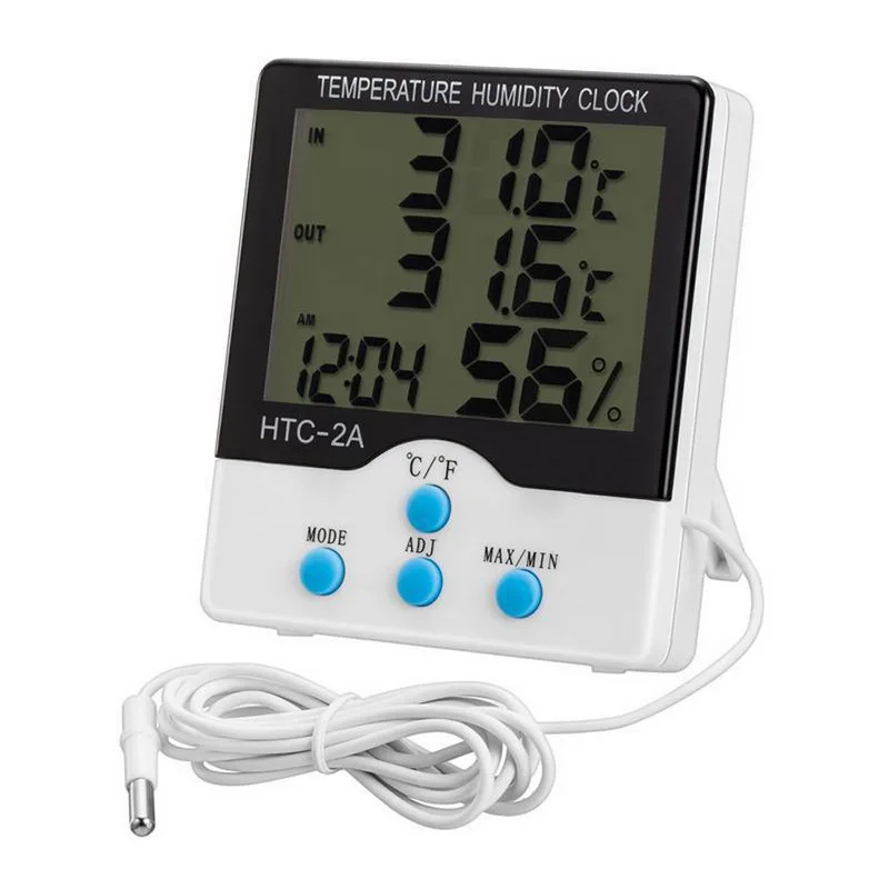Цифровой гигрометр, термометр, ЖК-дисплей, электронный, для улицы, в помещении, температура, влажность, монитор, будильник - Color: HTC 2A