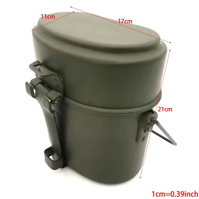 US $13.35 Germany Military Green 3pcs in 1 Camping Cookware Cook Set Hiking Survival Bento Lunch Boxes Pot/Bo