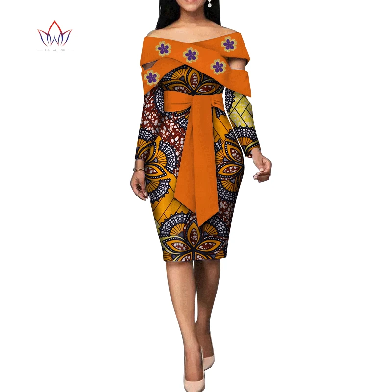 Fashion African Dresses for Women Bazin Riche African Print Cotton Midi Dress Sleeveless Bodycon Elegant Party Clothes WY4867