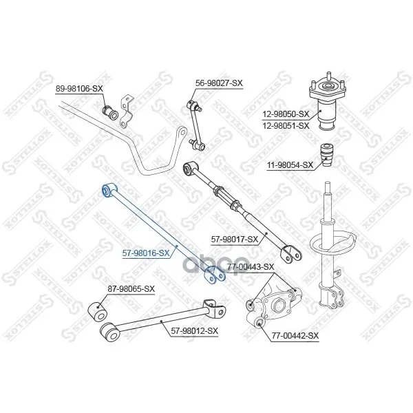 57-98016-Sx_рычаг Задней Подвески Передний! Toyota Camry Acv3#/Mcv30 01 Stellox 5798016sx Stellox арт. 5798016SX