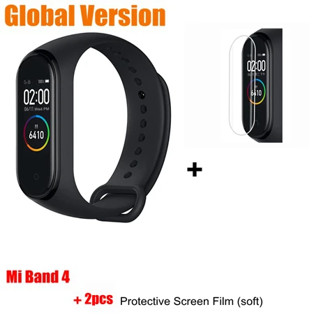 Xiaomi mi Band 4 смарт-браслет mi Band 4 браслет трекер сердечного ритма 0,9" Большой AMOLED экран 5 АТМ водонепроницаемый браслет - Цвет: Global add 2pcs film