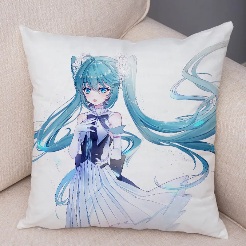 Милый Хацунэ Мику Музыка Девушка VOCALOIDCushion чехол для дивана домашние подушки в автомобиль Чехлы 45x45 см декоративная Подушка Чехол Наволочка с мультяшным принтом - Цвет: 18