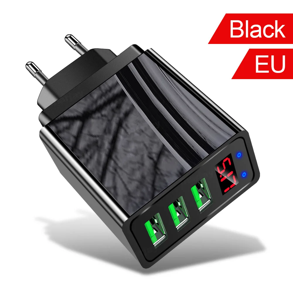 Romichw 3 порта USB зарядное устройство светодиодный дисплей EU US Plug QC 3,0 быстрое настенное зарядное устройство для мобильного телефона зарядное устройство для iPhone samsung Xiaomi huawei - Тип штекера: EU Black