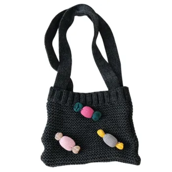 

Children Baby Bag Fashion Cute Soft Candy Design Cross-body Handbag Knit Shoulder Messenger Bags For Girl