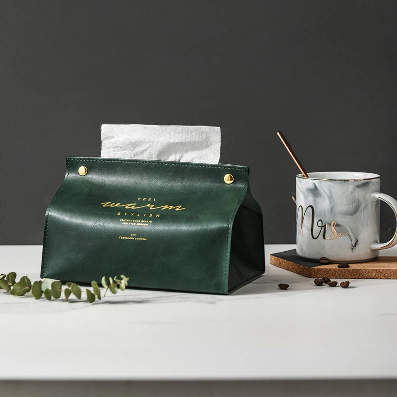 Ins Скандинавская кожаная коробка для салфеток, коробка для гостиной, домашний креативный материал, бумажный пакет, автомобильный кофе, бумажные салфетки, коробка