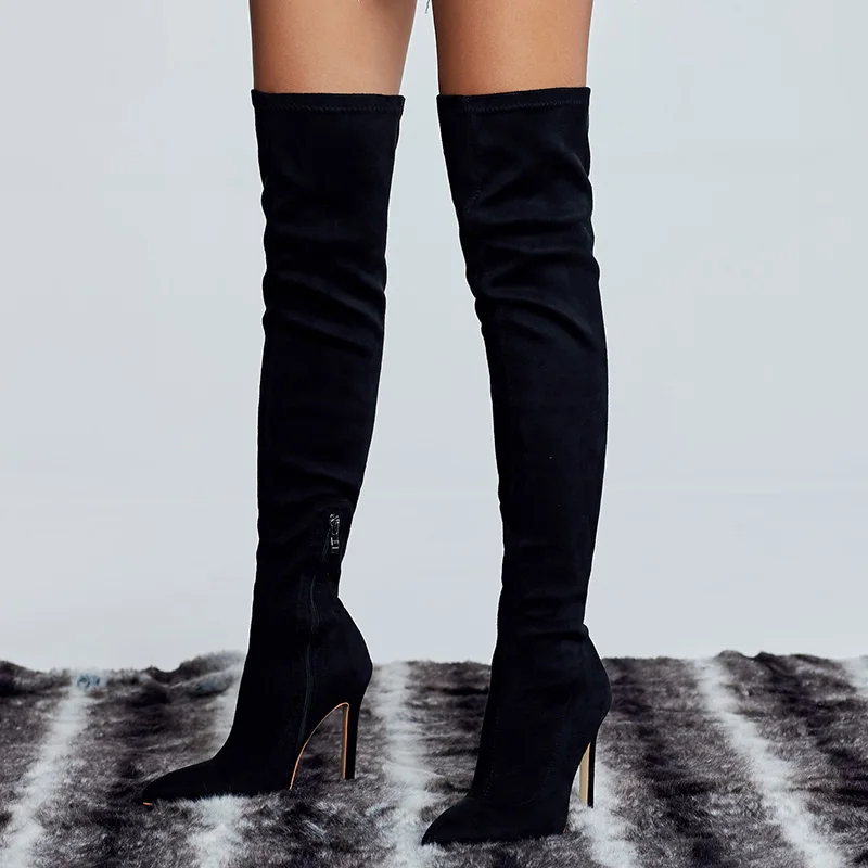 

2020 Women Over The Knee Thigh High Boots Fetish Suede 11cm High Heels Stripper Long Pleaser Stiletto Winter Snake Skin Shoes