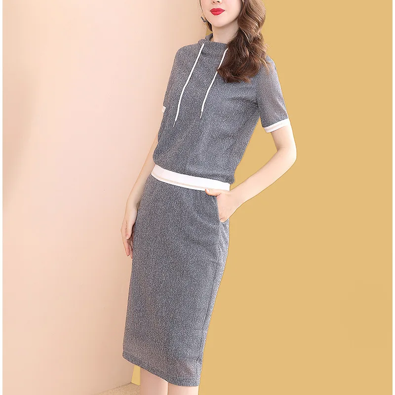

Western Style Goddess-Style Gray Hoodie Dress Outfit Women's Spring And Summer 2019 New Style Slimming by Age Two-Piece Women's