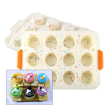

Mini 12-Cup Round Cake Mould Nonstick Stain Bakeware Cupcake Bake Pan with Grips H55A