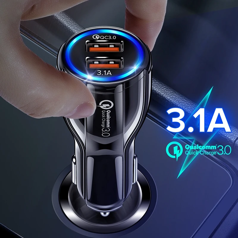 Автомобильное зарядное устройство Chargeur 2 usb порта универсальное быстрое зарядное устройство для iPhone huawei QC 3,0 Oplader для samsung A50 Ladowarka Samochodowa
