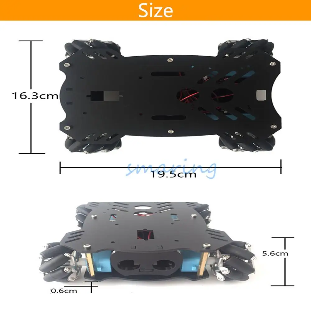  Mecanum Wheel Metal Smart Car Chassis with 4 Motors Car Omni-Directional Car ROS Car Four-wheel Dri - 4000332915514