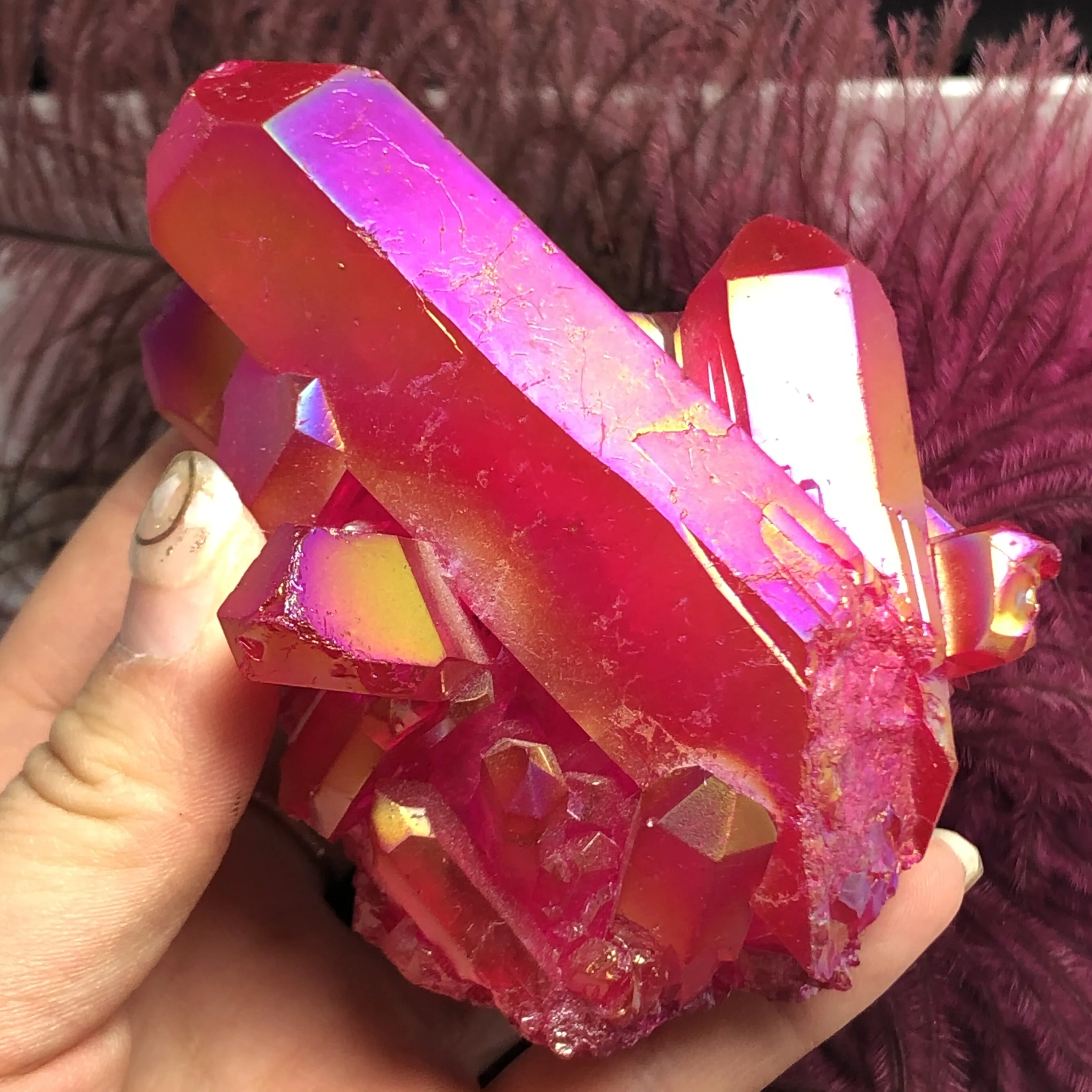 Кристаллический кластер Aura Red Angel титановый кварцевый кристалл потрясающая