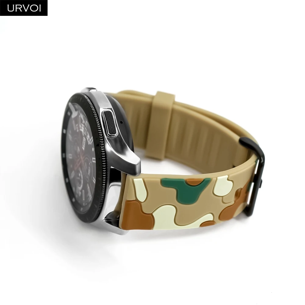 URVOI силиконовый ремешок для Galaxy Watch Active 2 камуфляжный HUAWEI watch GT быстросъемный