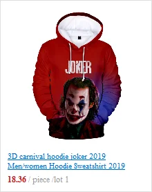 Joker Cosplay Hoodie Joaquin Phoenix Joker 3D New Movie Fans Sweatshirts Hoodies Men/Women Outwear Coat