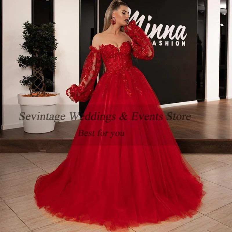 Sevintage 2020 Ball Gown Red Lace 