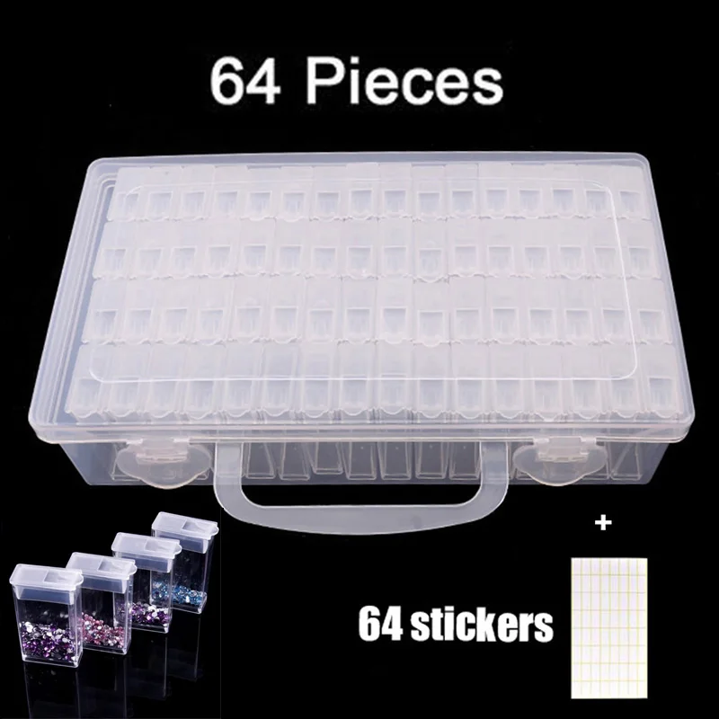 

64pcs Plastic 5d Diamond Painting Accessories with Bottles Container Storage Box Diamant Painting Holder Daimond painting Box