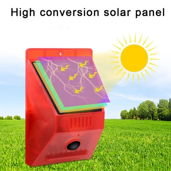 

Solar Strobe Light Solar Alarm Light with Remote Controller Sound Security Siren Light Waterproof Night Mode for Home WWO66