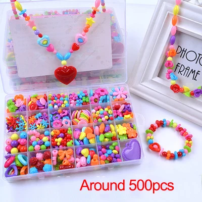 Candy(500pcs) Красочные Сделай Сам браслет из бусин игрушки Дети бисерное кольцо девочка подарок пластиковые бусины для детей бусины для изготовления бижутерии набор ручной работы Искусство ремесло - Цвет: Candy(500pcs)