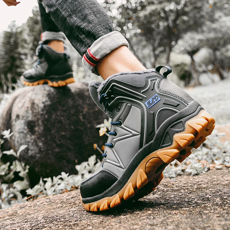 Мужские водонепроницаемые походные сапоги утолщенные зимние сапоги уличная Нескользящая походная обувь мужские кроссовки
