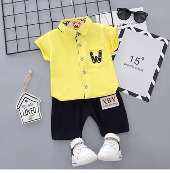 

Fashion New Summer Short Sleeve Set Baby Boy Clothes Shirt Short Sleeve Casual Shorts Set Letter Print Baby Cotton Two-piece Set