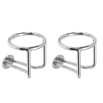 

2 Pcs Boat Ring Cup Holder Stainless Steel Ringlike Drink Holder for Marine Yacht