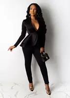 Nowy damski zimowy damski zestaw dresowy z pełnym rękawem Ruffles Blazers ołówek spodnie garnitur dwuczęściowy zestaw Office Lady stroje jednolite 2