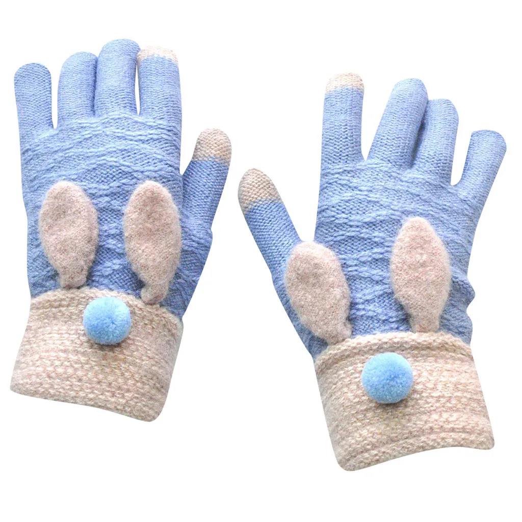 Children Winter Warm Gloves Knitted wapiti Animails Ear Thickenin Screen Cute Fashion Cartoon Happy Stitching | Аксессуары для