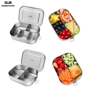 

Big Lunch Bento Box With Dividers 304 Stainless Steel Snack Storage Box Custom School Office Food Container