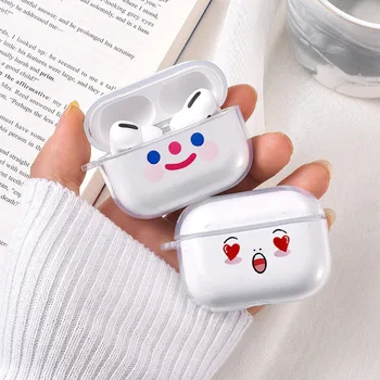 

Cute Cartoon Korean Expression Clear Soft Tpu Case for Apple Airpods Pro Headphone Cover Heart Smile Face Earphone Box Case
