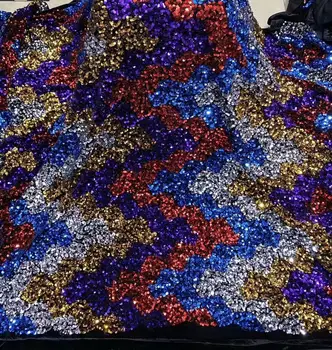 

New 2020 African Velvet Lace Fabrics 2020 Embroidered High Quality Black Gold Nigerian Velvet sequins French Tulle Lace Fabric