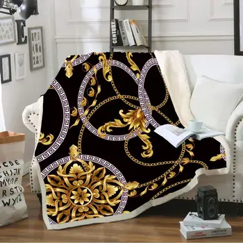

48 Blanket Hollow Shape Print Vintage Style Soft Fleece Blanket for Beds SofaPlush Bedspreads Winter Sheet Cover Home Decor
