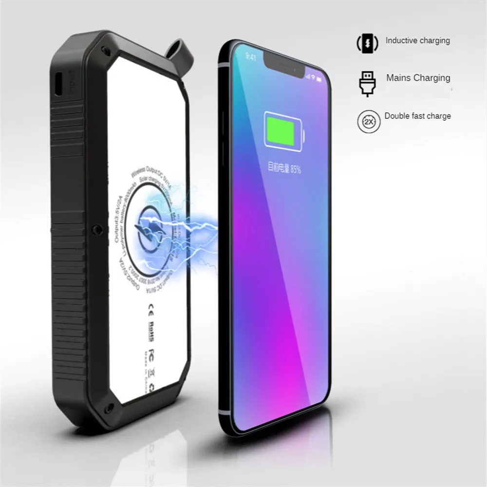 Solar portable wireless power bank 10000 mA outdoor travel fast charger for Xiaomi Samsung iphone Huawei |