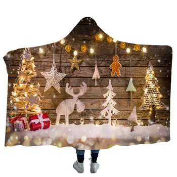 

Christmas Party Hoodie Blanket For Adults Kid Watching TV Reading Winter Warm Wearable Fleece Hoodie Throw Fluffy Weight Blanket