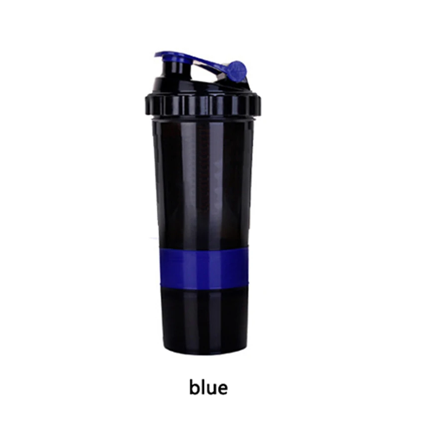 Blue 500 ml протеин порошок Портативный герметичность молочного коктейля шейкер бутылка для воды для спорта на открытом воздухе Фитнес упражнения шейкер - Цвет: Blue