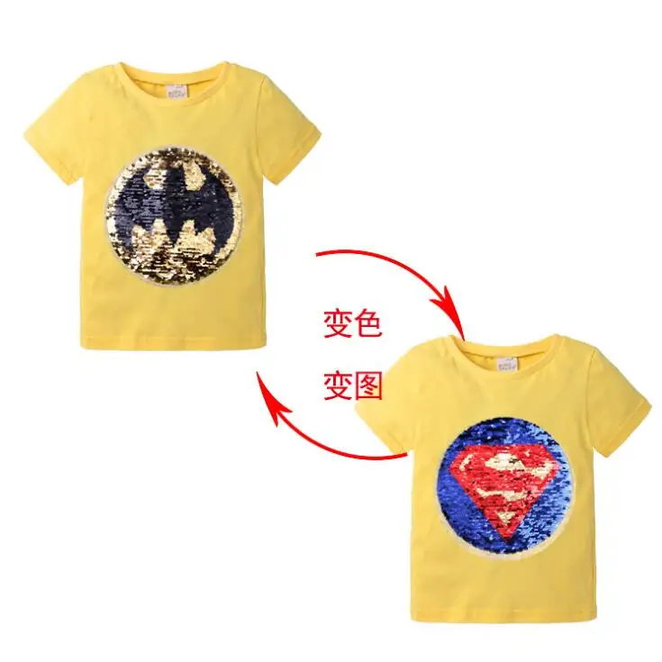 Летние пижамы для детей; футболка с короткими рукавами; цветные спортивные детские пижамы с короткими рукавами и блестками для мальчиков и девочек - Цвет: 8