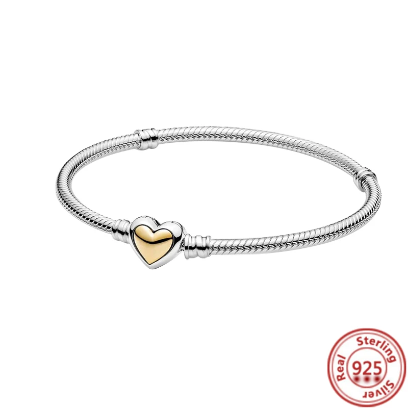 925 Sterling Silver Star Heart Crown Round Pavé Sparkling Snake Chain Basic Bracelet Fit Original Brand Charm Bead Women Jewelry silver rings 925 Silver Jewelry