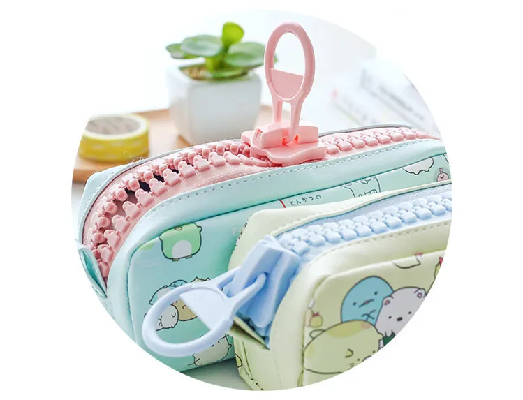 Trousse 2 En 1 Kawaii En Silicone Souple | Porte-Stylos De Bureau Ou Trousse D'École | Design Animal Mignon, Fermeture Zippée