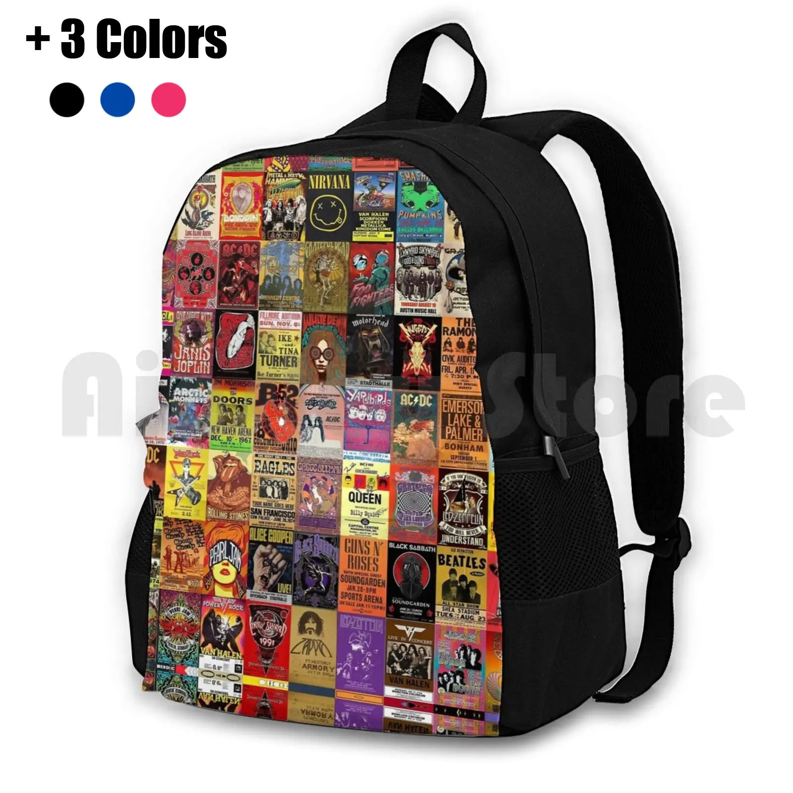 

Rock Band Posters Outdoor Hiking Backpack Riding Climbing Sports Bag Band Music