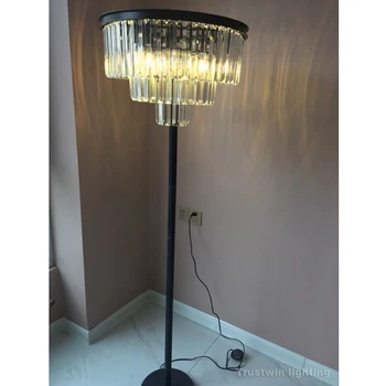 

Luxury Glass Tube Floor Standard Light Lamp Modern Crystal Floor Light American Foyer Bedroom Dinning Crystal Europe LED Bulbs