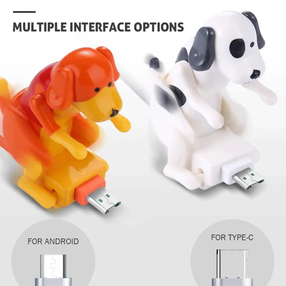 Charging Line Cute Micro USB Creativity Small Puppy Data Cable Portable Funny Humping Dog Fast Charger Android / Type-C | Электроника