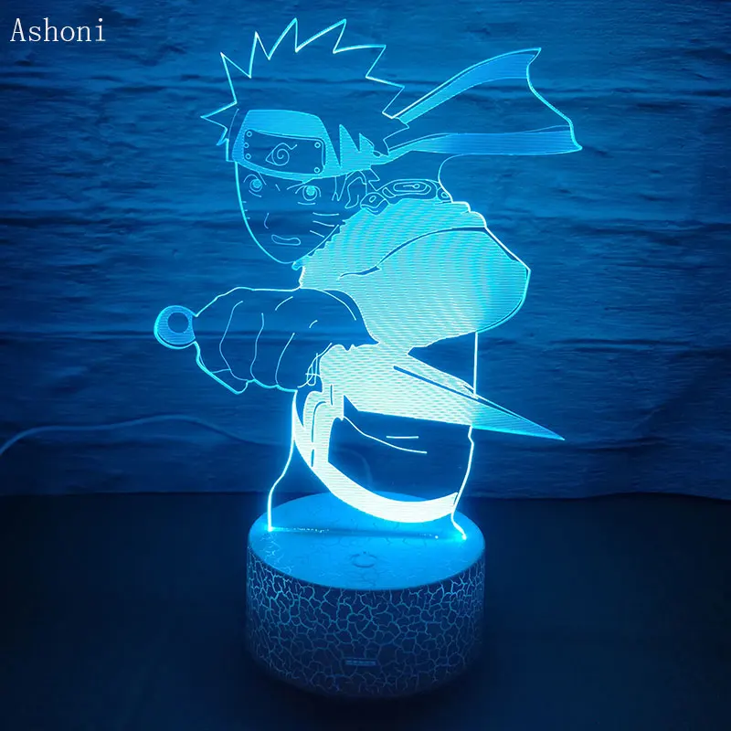 Аниме Рисунок Uzumaki Naruto с кинжал 3D светодиодный ночной Светильник RGB 7 цветов Настольная лампа Декор для дома подарок на день рождения для детей