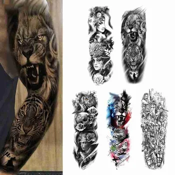 

1pc Pencil Sketch Temporary Tattoos Sticker Men Fashion Body Art Arm Wasit Tatoos Fake Black Waterproof Tattoo Sticker