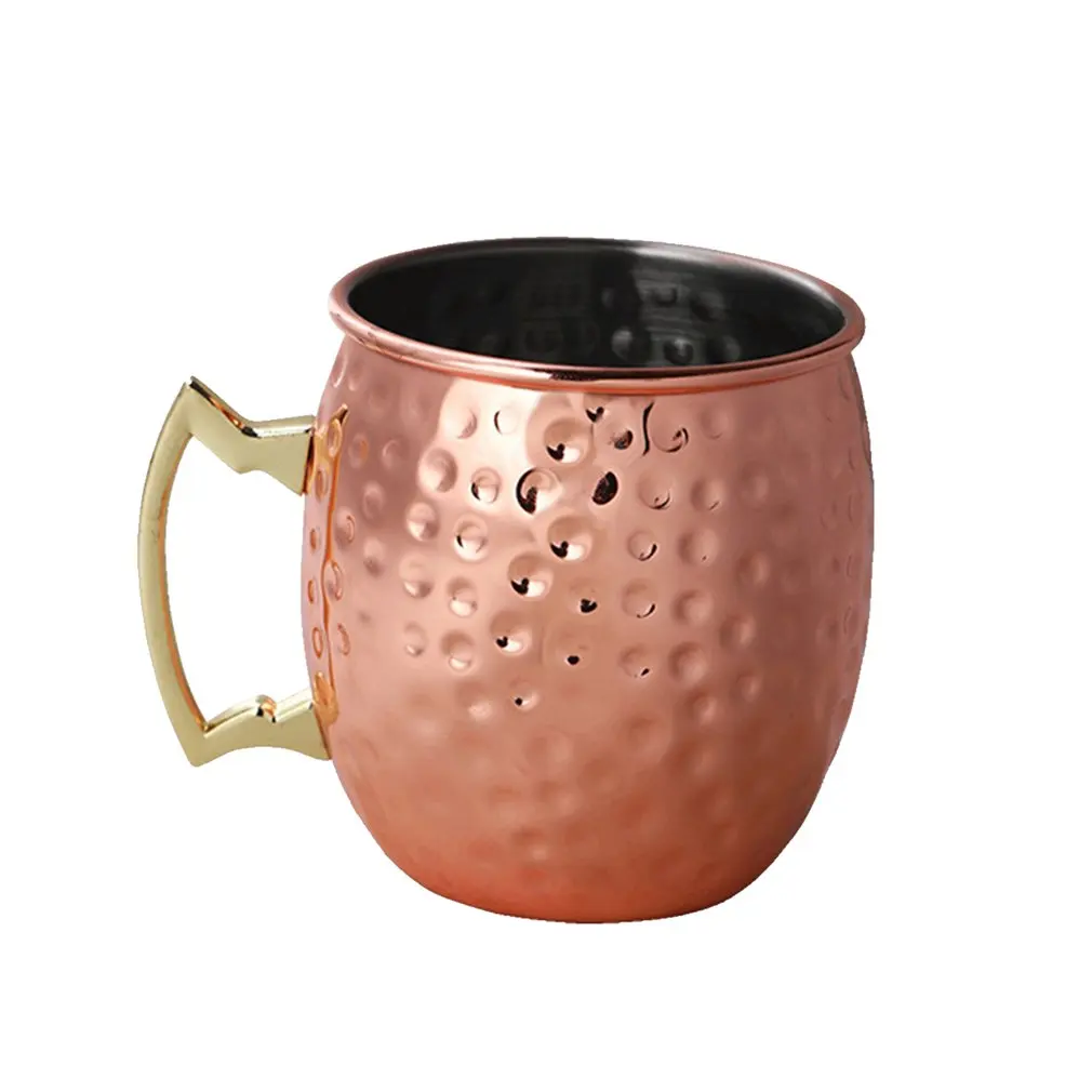 

Wine Cup Moscow Mule Mug 304 Stainless Steel Food-safe Cocktail Cup Handmade Hammered Copper Plated Cups 550ml Drinking Mug