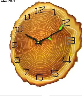

VINTAGE WOOD GRAIN HANGING TABLE BEDROOM MODERN WOODEN HOME ANNUAL RING CLOCK 3D WALL CLOCK CREATIVE LIVING ROOM MUTE CLOCK HOME