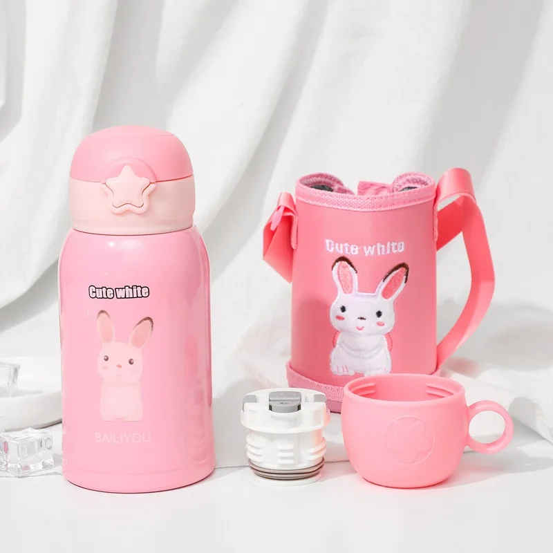 rabbit 600 мл детская чашка для кормления животных герметичная Термокружка из нержавеющей стали термос для молока для детей термос для горячей воды - Цвет: rabbit