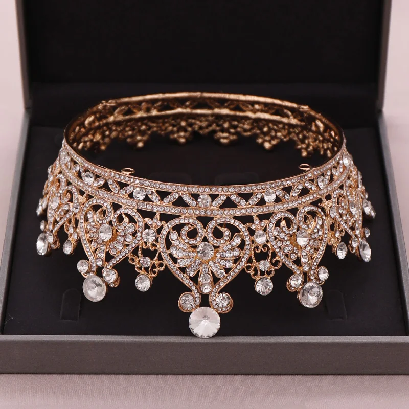 Principessa europea Regina Tiara Corone da spettacolo barocche rotonde