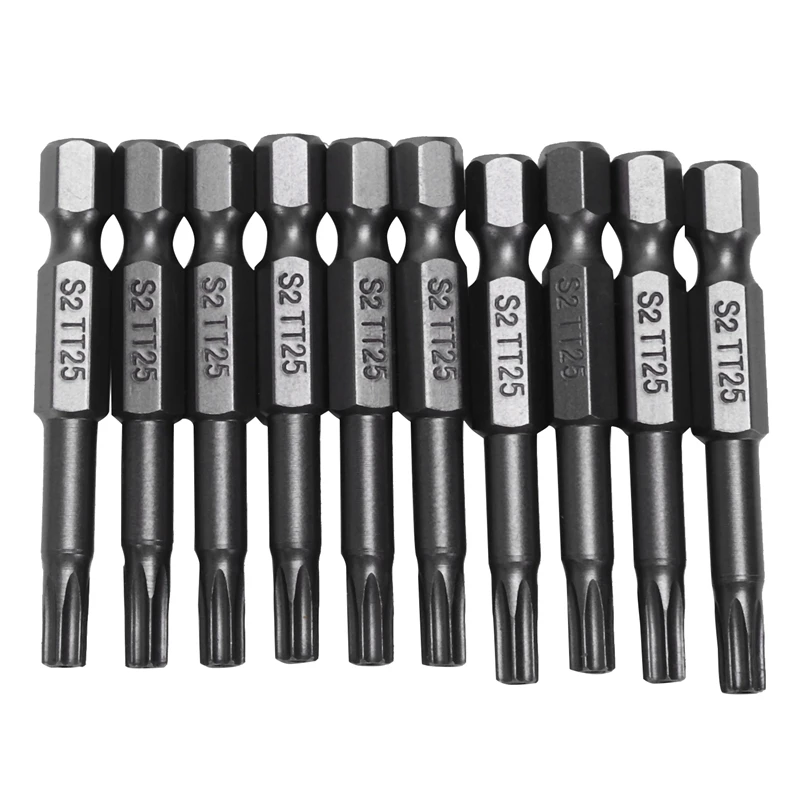 10 шт 1/4 дюймовые шестигранные T25 Магнитная отвертка бит