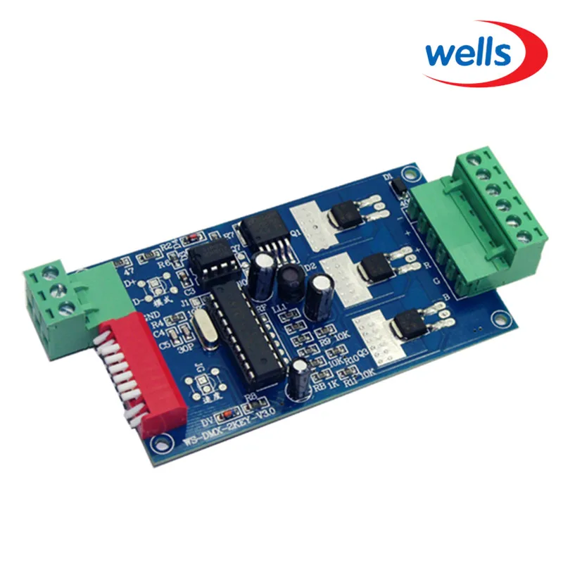 Dmx512 контроллер декодер 3CH 1 группа 2key 1A каждый CH max 15A светодиодный светильник